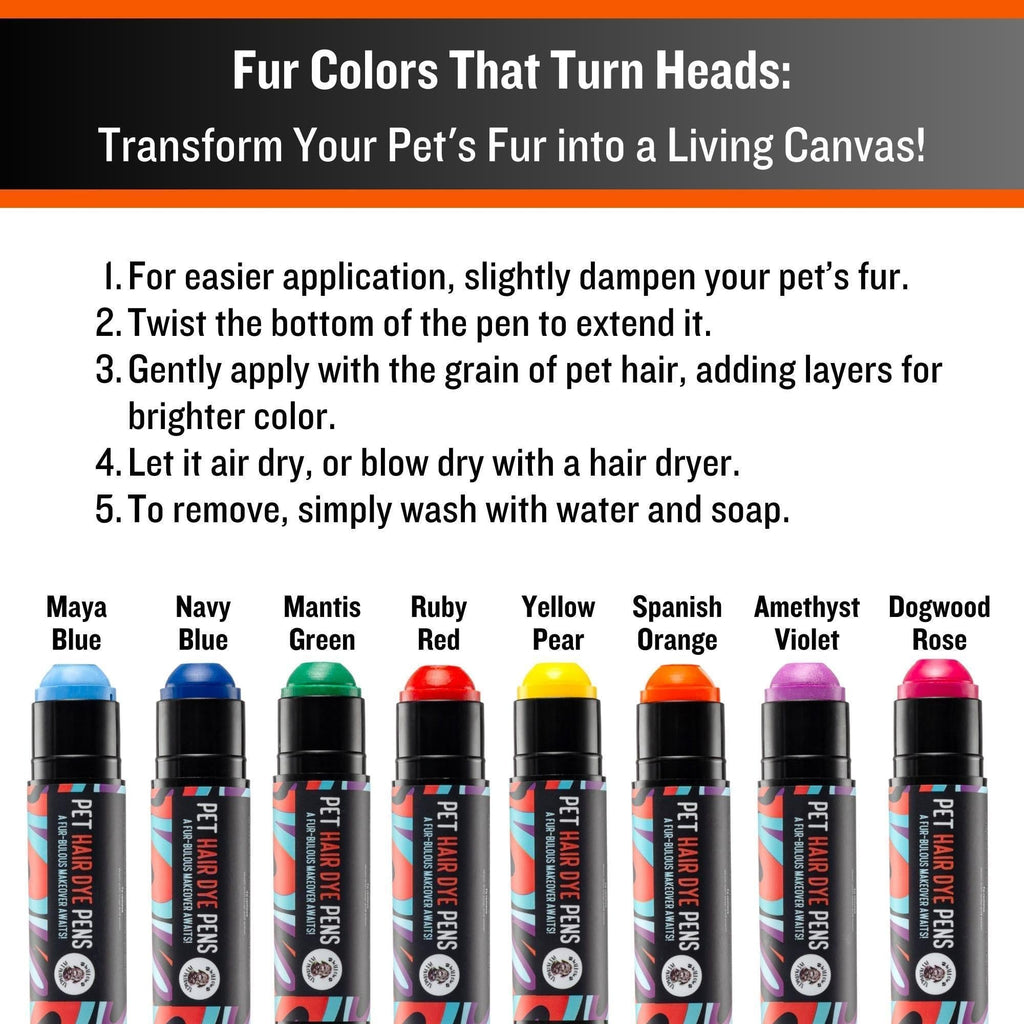 Pet Hair Dye - 8 Color Pet Safe Hair Dye Non Toxic Temporary Pet Hair Paint Pens