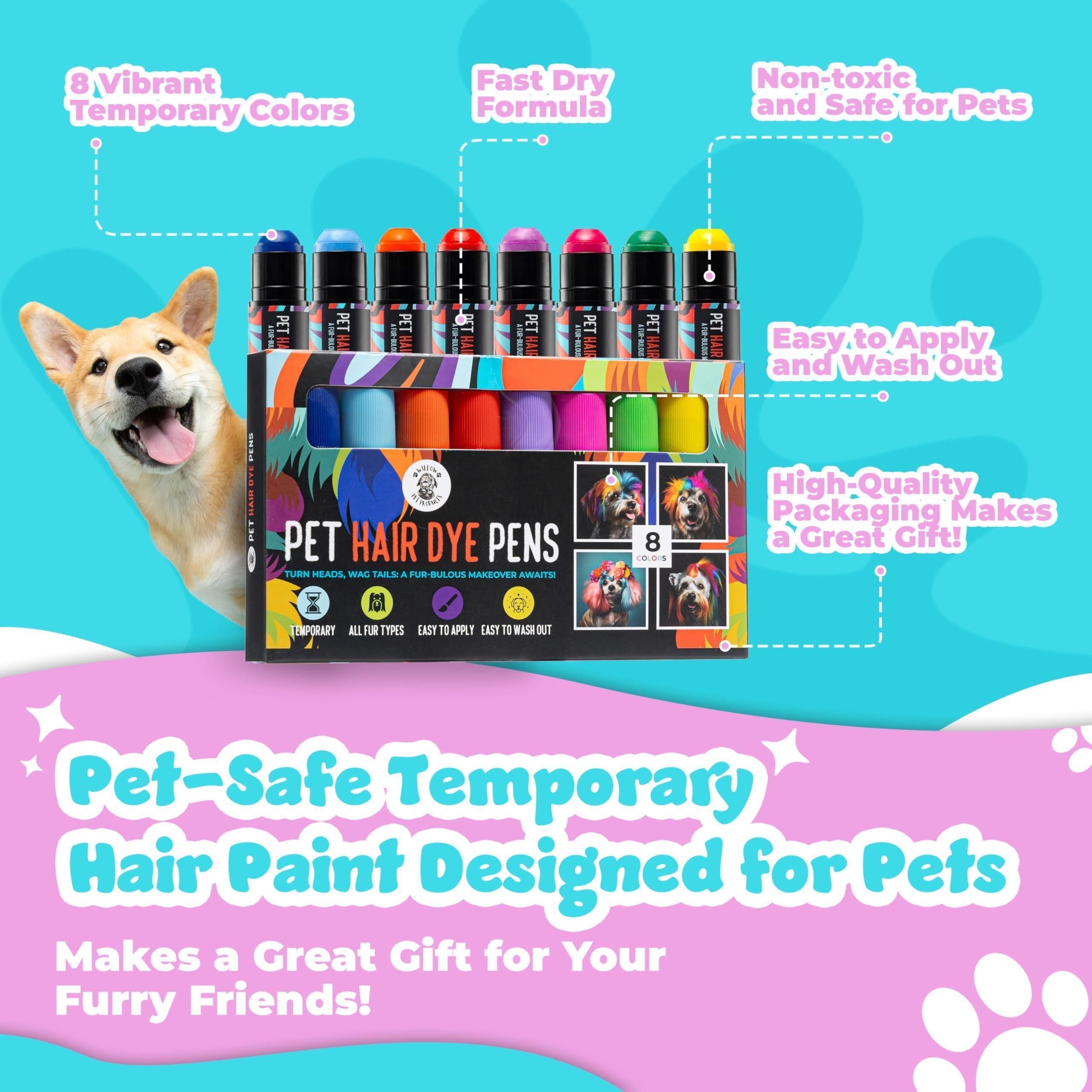 Pet Hair Dye - 8 Color Pet Safe Hair Dye Non Toxic Temporary Pet Hair Paint Pens