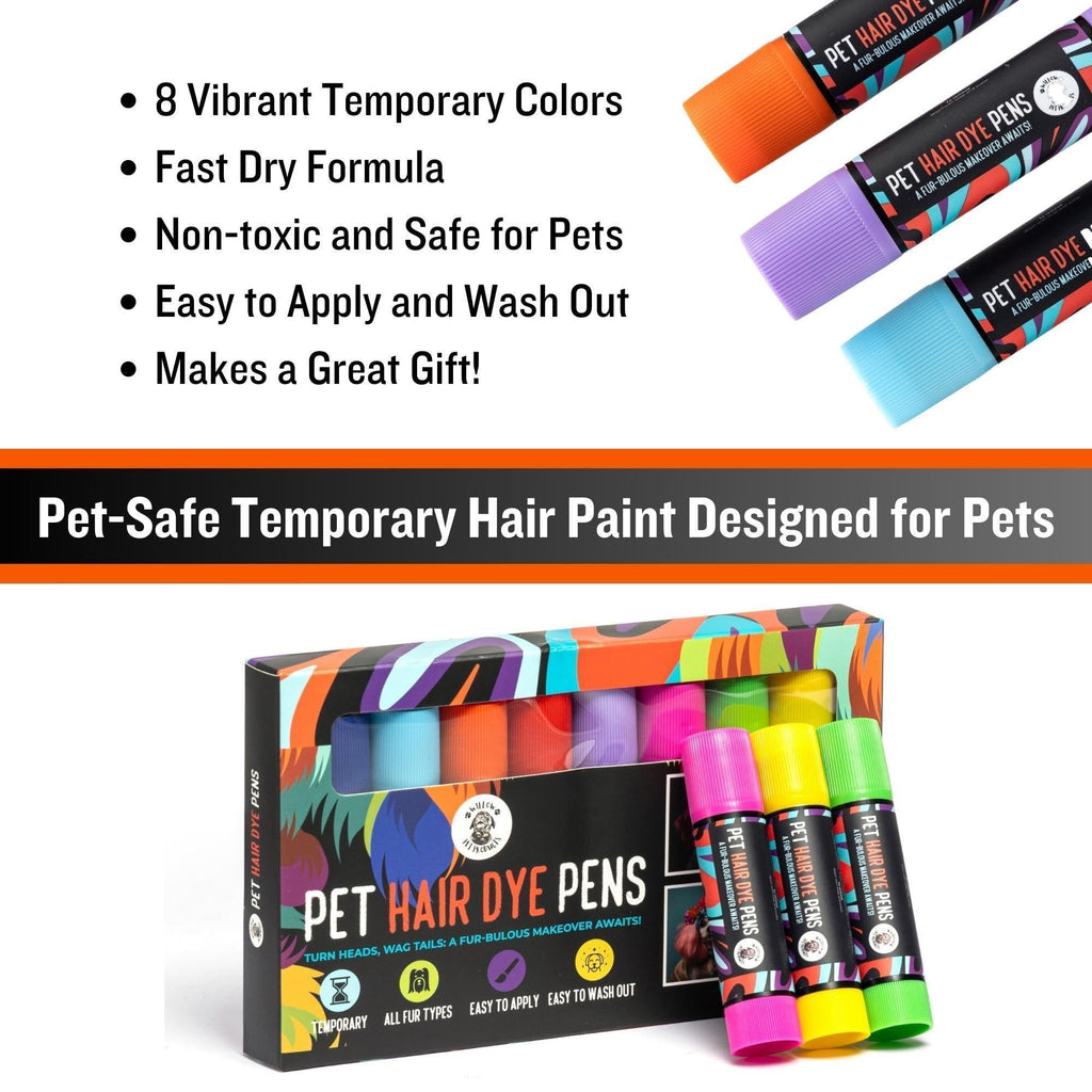 Pet Hair Dye - 8 Color Pet Safe Hair Dye Non Toxic Temporary Pet Hair Paint Pens