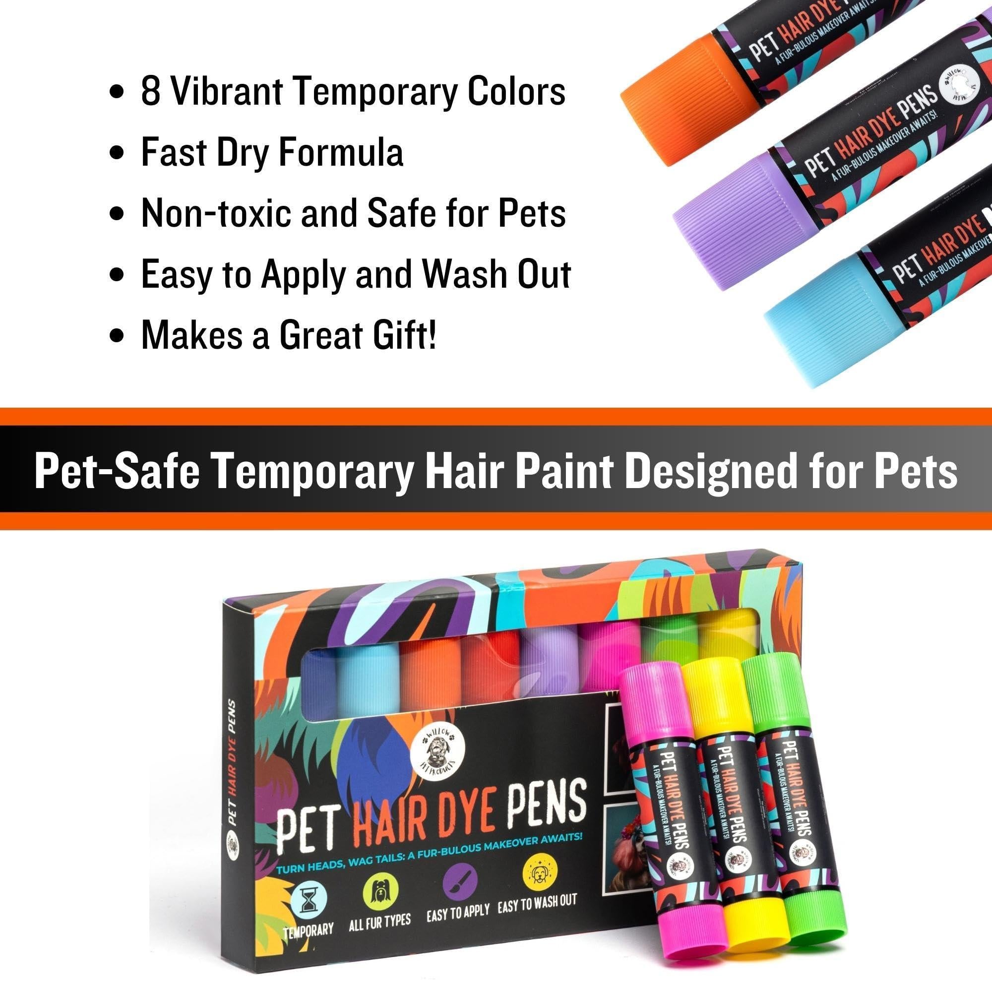 Pet Hair Dye - 8 Color Pet Safe Hair Dye Non Toxic Temporary Pet Hair Paint Pens