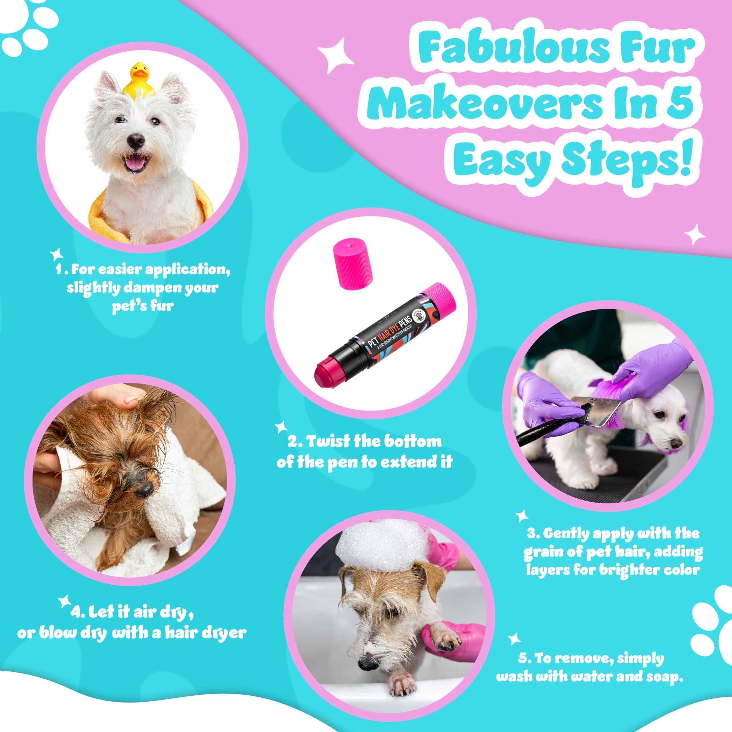 Pet Hair Dye - 8 Color Pet Safe Hair Dye Non Toxic Temporary Pet Hair Paint Pens