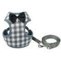 Leash with Checkered Bowtie Harness for Pets